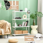 HCHQHS Bookshelf, 4-Tier Industrial Bookcase, White Open Book Shelf, Freestanding Tall Bookshelves with Metal Frame