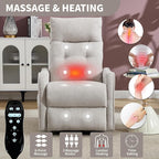 PELUMY Manual Lift Recliner Chair with Massage and Heat for Elderly, Single Motor Electric Lift Chair, Heavy Duty Recliner with USB Charging & Side Pockets (Chenille, Beige)