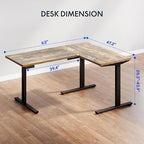 FLEXISPOT L Shaped Standing Desk, 63 x 47 Inch Electric Height Adjustable Corner Desk, Sit Stand Computer Workstation, Preset Controller, Home Office, Black Frame with Rustic Brown Top, Black Drawer
