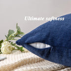 GAWAMAY Decorative Square Throw Pillow Covers 18"x18" Inch Set of 2, Super Soft Chenille Pillows Cover Fall Pillowcase for Living Room Bedroom Sofa Couch Cushion Cover Navy Blue 45x45cm (Only Covers)