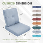 Outdoor Chair Cushion Set of 3, Waterproof Outdoor Seat Cushions 25x22 , Patio Chair Cushions for Outdoor Furniture, Couch Cushion Replacement, Include 3 Back & 3 Seat Cushions, Button/BabyBlue