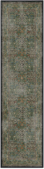 RUGGABLE x Morris & Co Machine Washable Runner Rug – Blackthorn Forest Green 2.5x10, Stain-Resistant, Non-Slip – Washable Rug for Hallway, Entryway, Living Room & Kitchen–with Cushioned Pad