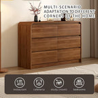 55 Inch Dresser For Bedroom 6 Drawer Wood Chest of Drawers - Curved Anti Collision, Mid Century Dresser For Closet with Natural Texture & Pre-Embedded Slots for TV Stand, Living Room, Nursery