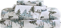Eddie Bauer - Flannel Sheets Full Size, Anti-Pilling & Wrinkle Resistant Cotton, Touchably Soft for All-Season Comfort - Bed Sheets with Matching Pillowcases & Fitted Sheet (Snowy Pine Trees Green)