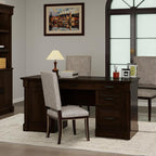 61.85″ Large Executive Desk with Roman Column Design, for Boss Office Home Office 3 Drawers incl. File Drawer, Keyboard Tray, Shelf Cabinet with Door, Dark Cherry