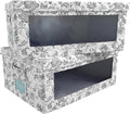 Martha Stewart Essential Collapsible Stackable Decorative Home Storage Organization With Lidded Tops, Set of 2 Lidded Storage Boxes, Bedford Floral