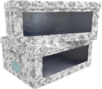 Martha Stewart Essential Collapsible Stackable Decorative Home Storage Organization With Lidded Tops, Set of 2 Lidded Storage Boxes, Bedford Floral