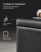 VASAGLE EKHO Collection - Storage Ottoman Bench, Entryway Bedroom Bench, 25 Gallons, Synthetic Leather with Stitching, Mid-Century Modern, Safety Hinges, Loads 660 lb, Ink Black ULOM075B01