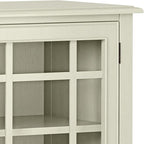 SIMPLIHOME Connaught Solid Wood 46 Inch Wide Traditional Low Storage Cabinet in Antique White, for The Living Room, Entryway and Family Room