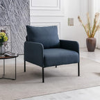Linen Fabric Living Room Accent Chairs Bedroom Single Sofa Chair, Upholstered Reading Arm Chair Modern Couch w/Comfy Pillow for Waiting Room/Apartment/Dorm, Blue