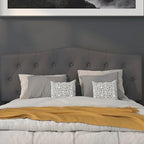 BizChair Arched Button Tufted Upholstered Queen Size Headboard in Dark Gray Fabric