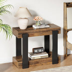 Tribesigns Narrow End Table, 2-Tier Farmhouse Side Table with Storage Shelf for Living Room, Rectangular Night Stand and Bedside Tables for Bedroom, Brown