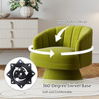 Swivel Accent Chair Set of 2,Upholstered Velvet 360° Swivel Barrel Chair for Living Room Overstuffed Bouncle Reading Chair Round Armchair for Bedroom,Vanity,Office (Grass Green)