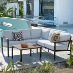 NATURAL EXPRESSIONS 6 Pieces Patio Furniture Set,Outdoor Patio Sectional Furniture Set Outdoor Couch Sofa Set with Anti-Scald Armrest &Tabletop,Ergonomic Design Highback,Thick Soft Cushions for Yard