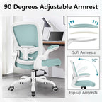 FelixKing Office Chair, Ergonomic Desk Chair Breathable Mesh Chairs Adjustable High Back Lumbar Support Flip-up Armrests, Executive Rolling Swivel Comfy Computer Chairs Home Office Light Blue