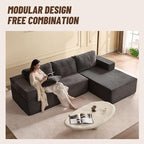 107" Boneless Couch with Deep Seat, Modular Sectional Sofa, Cloud Sectional Couch for Living Room, No Assembly Required, Corduroy, L-Shape Right，Grey