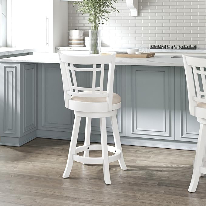 Hillsdale Fairfox 24.5" Wood Swivel Counter Height Stool, White