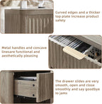 LEYAOYAO Fluted Nightstand with Charging Station, 23" Wide 1 Drawers End Table,Grey Night Stand with Open Storage Cabinet, Farmhouse Bed Side Tables, Wood Dresser for Bedroom, Living Room, Closet