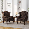 Accent Chair, High Back Upholstered Armchair with High Resilience Sponge & Wood Legs, Mid-Century Modern Comfy Single Sofa Reading Chairs for Living Room, Bedroom (Cranberry, Set of 2)