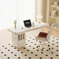 63 Inch White Writing Desk with Storage, Modern Computer Desk with 4 Drawers for Study, Wooden Executive Desk for Home Office