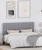 Upholstered Headboard for Queen Size, Adjustable Height Channel Tufted Headboard with Sturdy Wood Legs for Bedroom, Modern Style, No Box Spring Needed, Grey