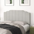 Queen Size Headboard Only, Linen Wall Mounted Headboard Queen/Full Size for Adjustable Bed, Modern Vertical Channel Design with Curved Tufted Upholstered Head Board, Linen Gray