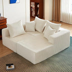 102" Sectional Couches for Living Room,Boneless Cloud Couch,L-Shaped Sofa with Oversized Deep Seat,Comfy Couch for Bedroom,Compressed Sofa in a Box,No Assembly Required(Corduroy,Beige)