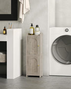 Bathroom Storage Cabinet, Corner Floor Cabinet with 2 Doors and Adjustable Shelf, Narrow Toilet Paper Cabinets, Bathroom Organizer for Small Spaces, 7.9" D x 9.8" W x 29.5" H Greige
