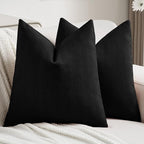FUTEI Black Chenille Decorative Throw Pillow Covers 20x20 Inch Set of 2,Soft Cozy Striped Geometric Patterns Cushion Cases,Modern Home Decor for Couch Bed Living Room