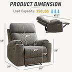 Electric Recliner Chair, Soft Fabric Power Recliners with Metal Cup Holders, Single Overstuffed Heavy Duty Reclining Sofa Chairs for Living Room Bedroom, Light Grey