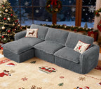 110'' Boneless Modular Cloud Couch for Living Room, Comfy Cloud Modular Sectional Couch with Ottoman, Convertible L Shaped Couches for Apartment, Dorm, No Assembly Required, Grey Corduroy