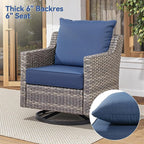Luxury 6" Outdoor Cushions for Patio Furniture, 24x24x6 Thick Seat Cushion Set, Fade Resistant Couch Chair Replacement Cushions High Density Deep Wicker Chair Cushion with Removable Cover, Blue