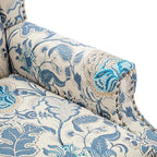 UIXE High Back Floral Accent Chair, Fabric Upholstered Armchair Wingback Arm Chair for Living Room, Nailhead Trim Single Sofa Bedroom Side Reading Seat with Retro Solid Wood Legs - Boho Blue