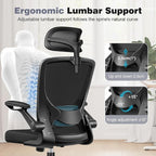 Ergonomic Office Chair, High Back Mesh Desk Chair with Lumbar Support, Flip-up Armrests, Adjustable Headrest, Computer Gaming Chairs for Long Hours, Black
