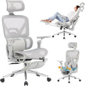 MOJAY High-Back Ergonomic Mesh Office Chair, Modern Executive Desk Chair with 6D Armrests Computer Task Chair (Grey Mesh 3-Zone Lumbar Support)