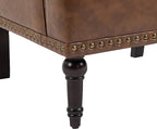 UIXE PU Leather Accent Chair, Modern Upholstered Armchair for Living Room, Comfy Arm Chair Single Sofa Reading Seat with Wooden Legs for Office Home Bedroom - Brown