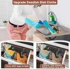 Lucomb 10 Pack Swedish Dishcloth Cellulose Sponge Cloths Bulk, Reusable Absorbent Kitchen Towels Dish Cloths Set Quick Drying Washable for Dishes Counters