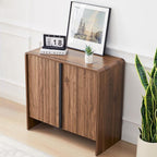 BERRYMERRY 2 Door Fluted Sideboard Buffet Cabinet with Storage, Modern Wood Cabinet with Adjustable Shelves for Living Room, Dining Room (Brown 2 Doors)