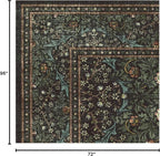 RUGGABLE x Morris & Co Washable Area Rug – Blackthorn Forest Green 6x9, Stain-Resistant, Non-Slip – Medium Machine Washable Rugs for Living Room, Bedroom, Hallway, Entryway & Office–with Standard Pad