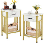 VECELO Nightstands, Industrial Side Table/End Tables with Drawer and Storage Shelf, Night Stands for Bedroom, Living Room, Wood Metal Furniture, Easy Assembly