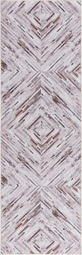 SAFAVIEH Washable Rug Faux Hide Collection - 2'6" x 6' Runner, Beige & Brown, Slip Resistant, Western Rustic Decor, Printed Pattern, Ideal for Living Room, Hallway, Kitchen, Foyer, Bedroom (FAH526A)