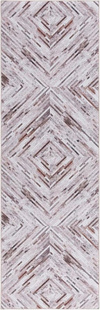 SAFAVIEH Washable Rug Faux Hide Collection - 2'6" x 8' Runner, Beige & Brown, Slip Resistant, Western Rustic Decor, Printed Pattern, Ideal for Living Room, Hallway, Kitchen, Foyer, Bedroom (FAH526A)