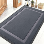 OLANLY Front Door Mat Indoor Outdoor Entrance, Waterproof All-Season, All-Weather Doormat, Sturdy Natural Rubber, Fade Resistant, Low Profile, Easy Clean Patio Porch Entryway Mat, 71x47, Light Grey