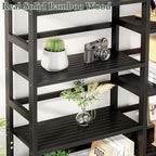 Homykic Bamboo Triple Wide Shallow Bookshelves and Bookcases, 6-Tier 6ft Tall Bookshelf with 17 Open Display Shelves, Super Large Freestanding Book Shelf for Home Office, Bedroom, Living Room, Black