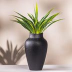 Succulents and Vase Black Textured Ceramic 10.5 Inch with Faux Aloe Plant 19 Inch Vases for Centerpieces Home Decor with Faux Aloevera Leaf Agave Plant in Decorative Vase for Entryway Decor