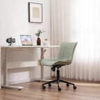 YOUNIKE Office Chair, Armless Desk Chair with Wheels, Home Office Computer Task Chairs, Modern Faux Leather Padded Vanity Chair, Adjustable Swivel Rolling Office Chair with Back, Mint Seafoam Green