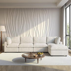 Cloud Couch Modular Sectional Sofa,134" L Shaped Couch, Oversized Convertible Wide Seater,4 Seater with Ottoman for Living Room Set, Covers Washable&Replaceable,Beige