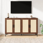 JASIWAY Sideboard - Kitchen Buffet Cabinet with Rattan Decorated Doors, Accent Sideboard Cabinet with Doors, Coffee Bar Cabinets Rattan Buffet Cabinets with Storage