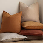 Foindtower Set of 2, Decorative Linen Soild Throw Pillow Covers Soft Accent Cushion Euro Case Boho Farmhouse Pillowcase for Chair Couch Sofa Bedroom Living Room Home Decor 18 x 18 Inch Autumn Orange
