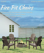 Adirondack Chair, All Weather HDPE Fire Pit Chairs, Oversized Plastic Adirondack Chair for Outdoor, Balcony, Deck, Backyard, Patio, Garden, Poolside, Lawn Brown